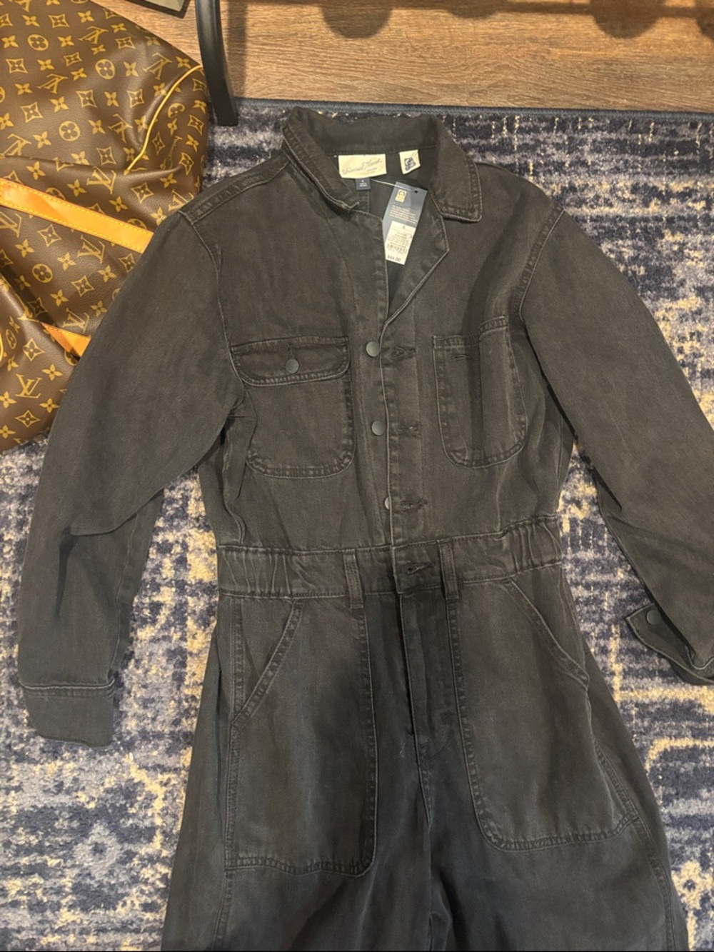 Universal Thread Black Denim Jumpsuit with Chest Pockets